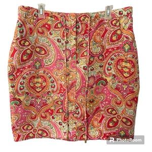 Charter Club 100% Linen Knee length skirt, paisley pattern, 14, EUC, modest